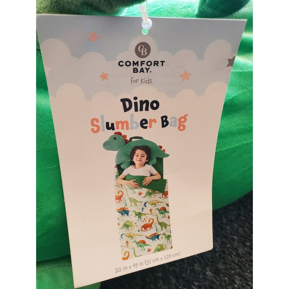 Dino Slumber Bag By Comfort Bay-NWT-Dinosaur/Sleepover/20"x49"/Multi-Colored/Kid